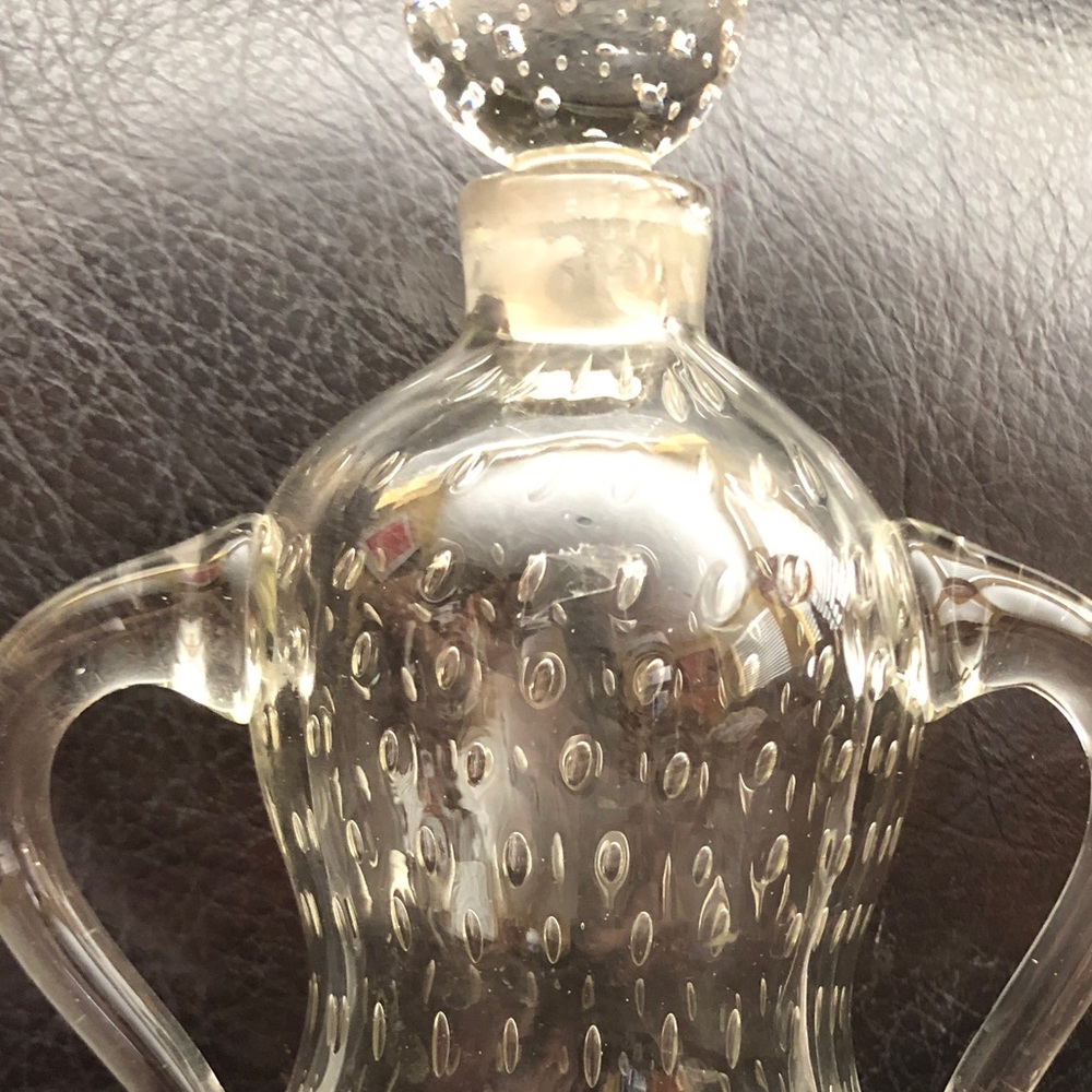 Rare Hand Blown Glass Controlled Bubble Human Figure Bottle with Stopper - Picture 3 of 7